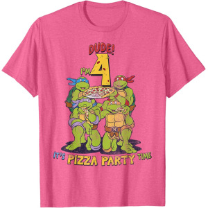 Мужская футболка Teenage Mutant Ninja Turtles I'm 4 Dude Pizza Birthday Party, розовый вереск