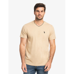 Футболка U.S. Polo Assn. Tipped V-neck Jersey, бежевый