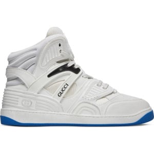 Кроссовки Gucci Basket High Sneaker White Blue, белый