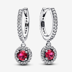 Серьги Pandora Round Sparkling, красный