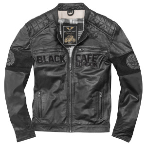 Мотоциклетная кожаная куртка Black-Cafe London New York с регулируемой талией, черный