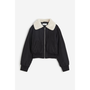 Куртка-бомбер H&M Kids Pile Collar, черный