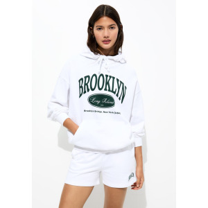 Толстовка с капюшоном NEW YORK PULL&BEAR, белый