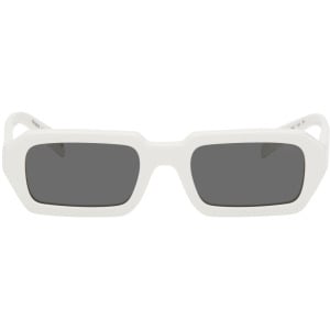 Белые прямоугольные солнцезащитные очки Prada Eyewear, цвет White