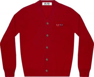 Comme des Gar ons PLAY Double Heart Cardigan Red