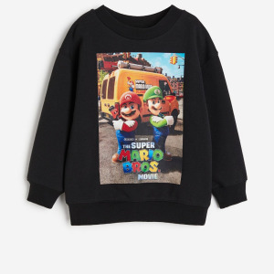 Свитшот H&M Kids Oversized Printed Super Mario, черный