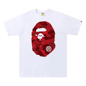 Футболка Bape Color Camo Big Ape Head, белый/красный