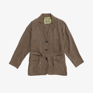 Блейзер Bimba Y Lola Gingham Oversize, коричневый/черный