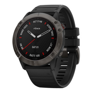 Умные часы Garmin Fenix 6 Sapphire, серый с черным ремешком