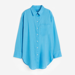 Рубашка H&M Linen-blend, синий