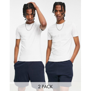 Белая футболка с круглым вырезом и круглым вырезом ASOS DESIGN 2 Pack