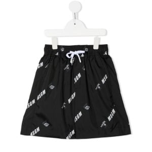 MSGM Kids шорты-бермуды с кулиской и логотипом, черный