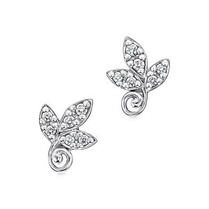 Серьги Tiffany & Co. x Paloma Picasso Olive Leaf, белое золото/бриллиант