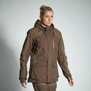 Охотничья куртка/дождевик женская 500 износостойкая, коричневая SOLOGNAC, кофе коричневый
