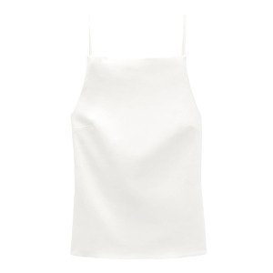 Топ Zara Linen Blend With Open Back, белый