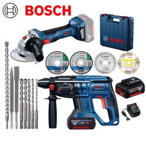 Угловая шлифовальная машина Bosch GWS 700 + перфоратор Bosch GBH 180-Li + насадки, сверла