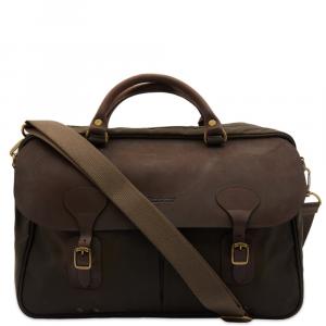 Barbour wax outlet leather briefcase navy