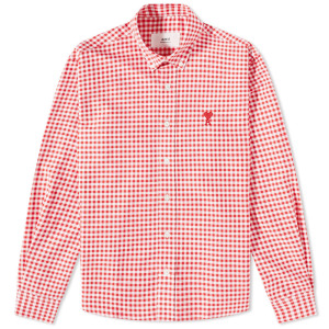Рубашка AMI Heart Gingham Button Down Oxford Shirt