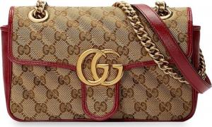 Сумка Gucci GG Marmont Mini Bag Beige/Ebony/New Cherry Red, бежевый