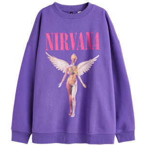 Свитшот H&M Oversized Printed Nirvana, фиолетовый