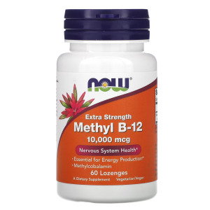 NOW Foods Extra Strength Methyl B-12 10,000 mcg 60 Lozenges