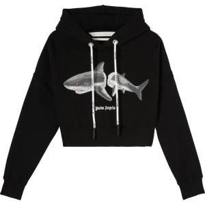 Худи Palm Angels Shark Cropped Hoody 'Black/White', черный