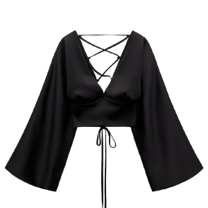 Блуза Zara Cropped satin, черный