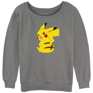 Махровый свитшот с напуском и рисунком Pokémon Cute Pikachu Licensed Character, серый