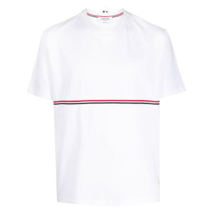 Thom Browne футболка с круглым вырезом и полосками RWB, белый