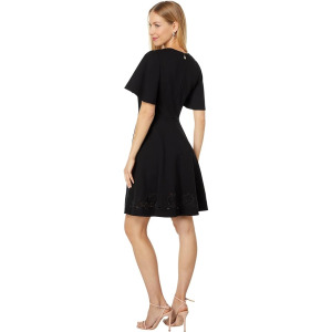 Платье Kate Spade New York Embroidered Cutwork Ponte Dress, черный