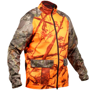 Охотничья куртка для охоты на добычу и загонную охоту 100 для сухой погоды камуфляж оранжевый SOLOGNAC