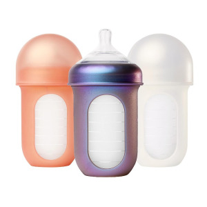 Бутылочки для кормления 3 шт. по 236 мл Boon Nursh Reusable Silicone, фиолетовый/белый/оранжевый