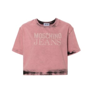 MOSCHINO JEANS укороченный джинсовый топ с логотипом, розовый