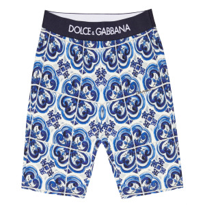Байкерские шорты с принтом из смесового хлопка Dolce&Gabbana, синий