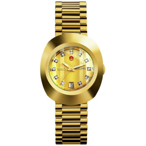Часы унисекс, швейцарские оригинальные золотистые часы DiaStar с браслетом из нержавеющей стали, 27 мм Rado