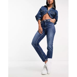 Джинсы River Island High Rise Slim Mom In Wash, синий