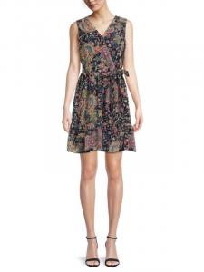 Платье Sam Edelman с поясом и узором пейсли, черный