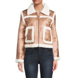 Заказать Куртка French Connection из искусственной кожи с отделкой из искусственного меха и молнией спереди balia, белый – цены, описание и характеристики в «CDEK.Shopping»