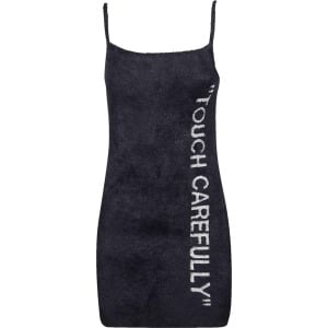 Платье Off-White Quote Fuzzy Mini Dress 'Black/White', черный