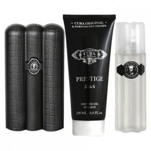 Cuba Original By Parfums Des Подарочный набор Cuba Prestige Black Fragrance for Men - туалетная вода-спрей 3,0 унции, лосьон после бритья 3,4 унции, гель для душа 6,8 унции