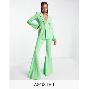 Зеленые летние расклешенные брюки из джерси ASOS DESIGN Tall