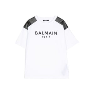 Balmain Kids футболка с нашивкой-логотипом, белый