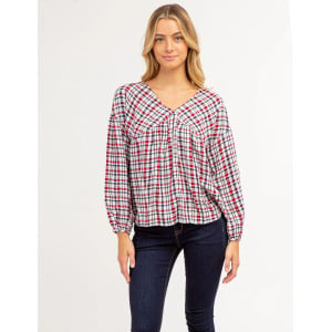 Топ в клетку U.S. Polo Assn.Plaid Poetic V-neck, синий