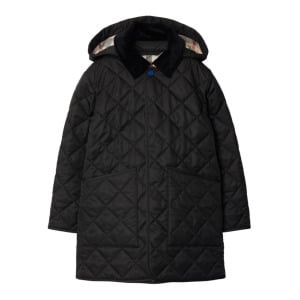 Burberry Kids стеганая куртка с вельветовым воротником, черный