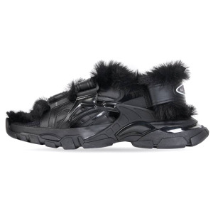 Кроссовки женские Balenciaga Track Sandal Fake Fur, черный