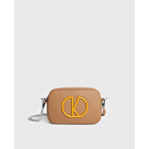 Маленькая сумка через плечо светло-коричневого цвета на серебряной цепочке Kalk, светло-коричневый
