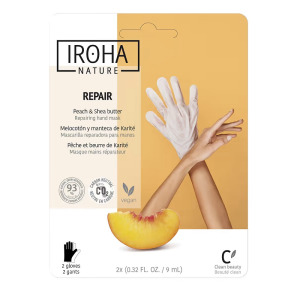 IROHA nature Repair Hand Mask регенерирующая маска для рук в виде перчаток Peach & Shea Butter 2x9мл