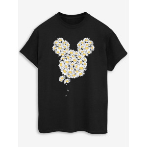 NW2 Disney Mickey Mouse Flower Logo Взрослая черная футболка George., черный