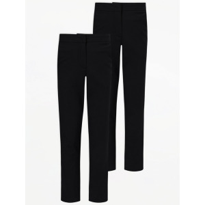 Черные удлиненные узкие школьные брюки для девочек (2 шт.) George., черный