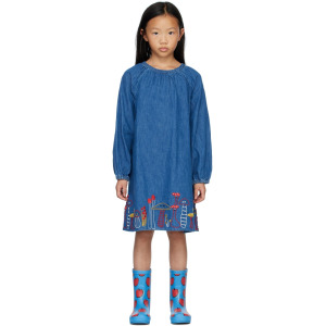 Детское синее джинсовое платье с вышивкой Stella McCartney